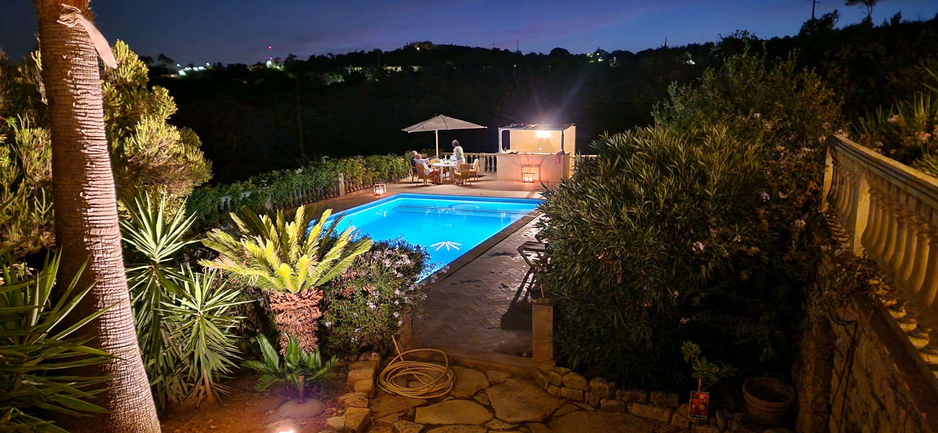 Pool at night at Casa Amani, Algarve